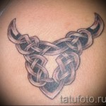 Фото готовой тату знак зодиака телец - символ плетением кельтского узора