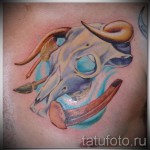 Фото готовой тату знак зодиака телец - стильная и необычная цветная татуировка