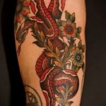 змея в цветах тату - фото вариант от 21122015 № 2