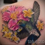 колибри с цветком тату - фото вариант от 21122015 № 1