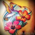колибри с цветком тату - фото вариант от 21122015 № 3
