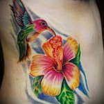 колибри с цветком тату - фото вариант от 21122015 № 4