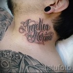 тату буквы на шее - фото готовой татуировки - 20122015 № 10