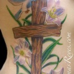 тату крест с цветами - фото вариант от 21122015 № 4
