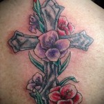 тату крест с цветами - фото вариант от 21122015 № 5