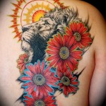 тату лев с цветами - фото классной татуировки от 21122015 № 3