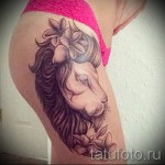 тату лев с цветами - фото классной татуировки от 21122015 № 6