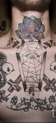 тату паутины на груди — фото готовой татуировки — 20122015 № 13