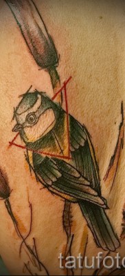 птичка синичка в татуировке — фото