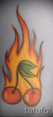 Cherry tattoo on fire  1