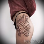 тату пионы на бедре - примеры готовых тату в фотографиях 01022016 2