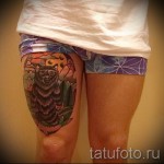 Bear tattoo on thigh 1