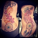 Dreamcatcher Tattoo auf den Rippen - ein Foto mit einer Tätowierung auf dem Beispiel 03022016 2