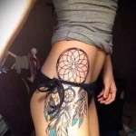 Dreamcatcher tattoo on her hip - examples of finished tattoo photos 01022016 2