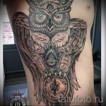 owl Tattoo auf den Rippen - ein Foto mit einer Tätowierung auf dem Beispiel 03022016 3
