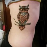 owl tattoo on the ribs - a photo with a tattoo on the example 03022016 3