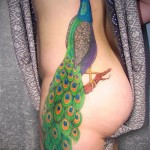 peacock tattoo on her hip 1