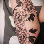 peonies tattoo on his thigh - examples of finished tattoo photos 01022016 4