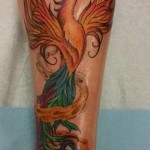 phoenix tattoo on his leg - a photo of the finished tattoo 11022016 2