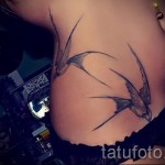 swallow tattoo on her hip 1
