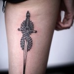 sword on his thigh tattoo 1