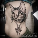 тату на ребрах кошка - фотография с примером татуировки от 03022016 3
