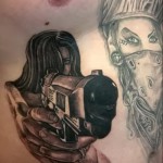тату пистолет на ребрах - фотография с примером татуировки от 03022016 3