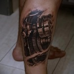 3D-Tattoo auf seinem Bein - ein Beispiel für die fertige Tattoo Fotos von 02032016 3