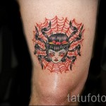 Spinnennetz Tattoo auf Bein 1