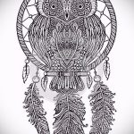 hibou et Dreamcatcher tatouage croquis 2