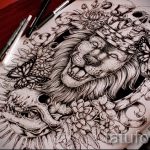 sketches of a lion tattoo on his back 4