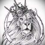 эскиз тату голова льва в короне