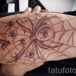 тату паутина с пауком - в татуировке паук собирает попавшихся мух и жуков в паутину