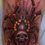 тату паутина с пауком - крутая цветная татуировка с пауком у которого череп на попке