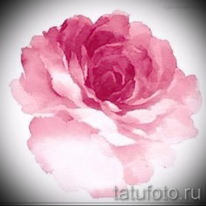 Фото тату: акварельная розовая роза, выполненная в нежных пастельных тонах. Идеальный эскиз для женской татуировки на плече или лопатке.