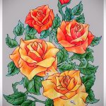 эскизы тату розы цветные - смотреть прикольную картинку 4
