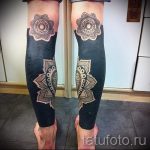 Mandala-Tattoo auf seinem Bein - Beispielfoto des fertigen Tätowierung auf 01052016 3