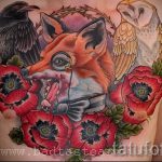 fox tatouage avec des fleurs - photo fraîche de tatouage sur 03052016 1