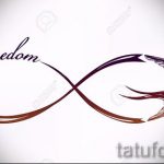 Infinity symbol with swallow illustration.