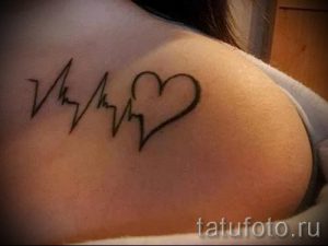 pulse with a heart tattoo - an example of the finished tattoo 2