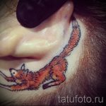 renard tatouage derrière l'oreille - une photo de tatouage fraîche sur 03052016 1