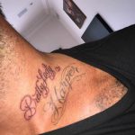 Тату Дэвида Бэкхема - фото татуировки на шее - текст красотка Харпер татуировка в честь дочери