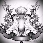 лев с короной тату эскиз - рисунок для татуировки от 15052016 17