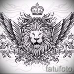 лев с короной тату эскиз - рисунок для татуировки от 15052016 18