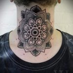 мандала на шее тату - фото пример готовой татуировки от 01052016 34