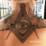 тату глаз в треугольнике на шее - фото готовой татуировки от 13052016 13