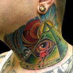 тату глаз в треугольнике на шее - фото готовой татуировки от 13052016 14