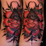 тату глаз в треугольнике с розами - фото готовой татуировки от 13052016 3