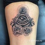 тату глаз в треугольнике с розами - фото готовой татуировки от 13052016 7