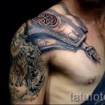 тату доспехи на плече фото - пример готовой татуировки от 16052016 4